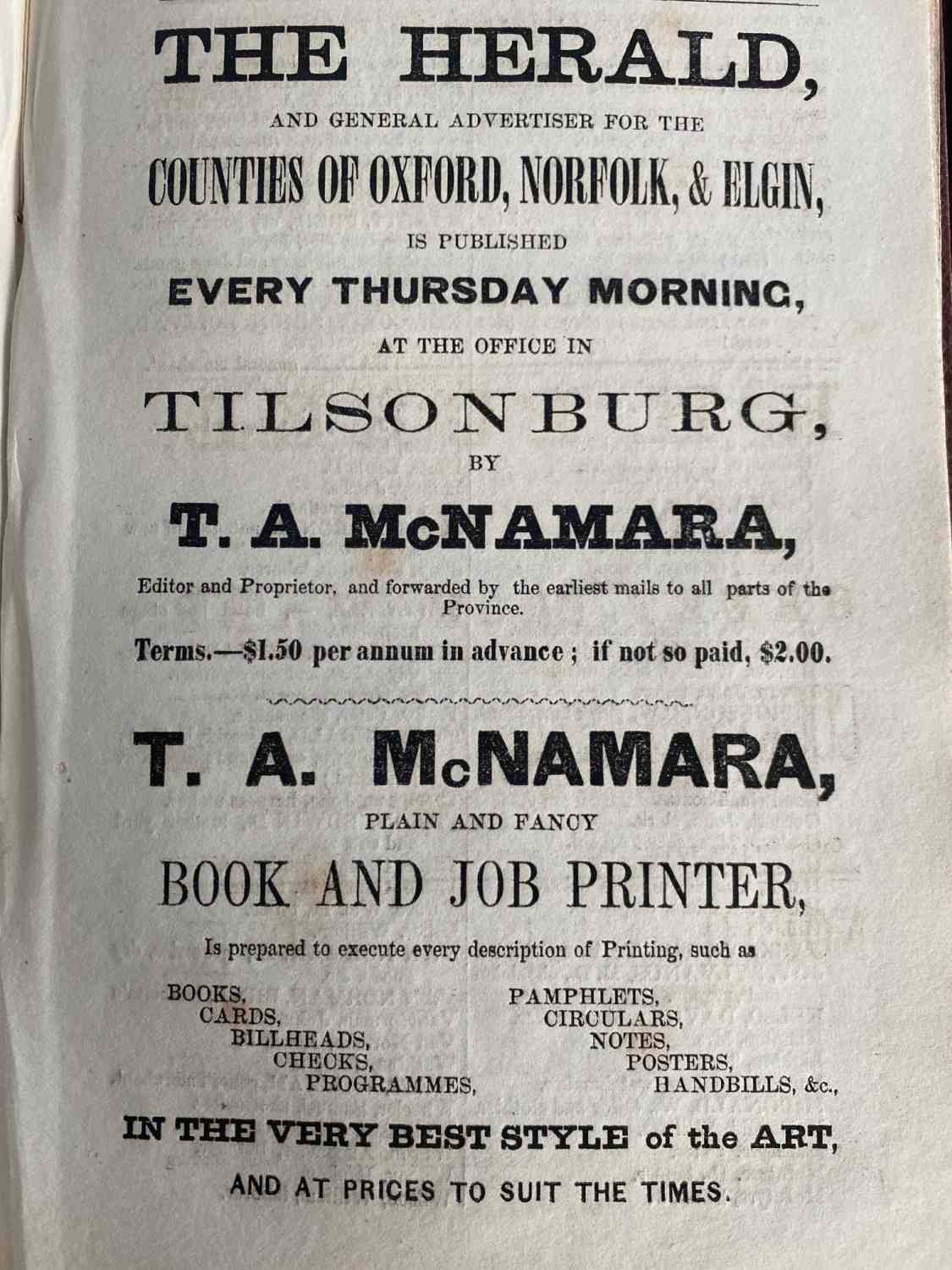 Advertisement for The Herald newspaper, 