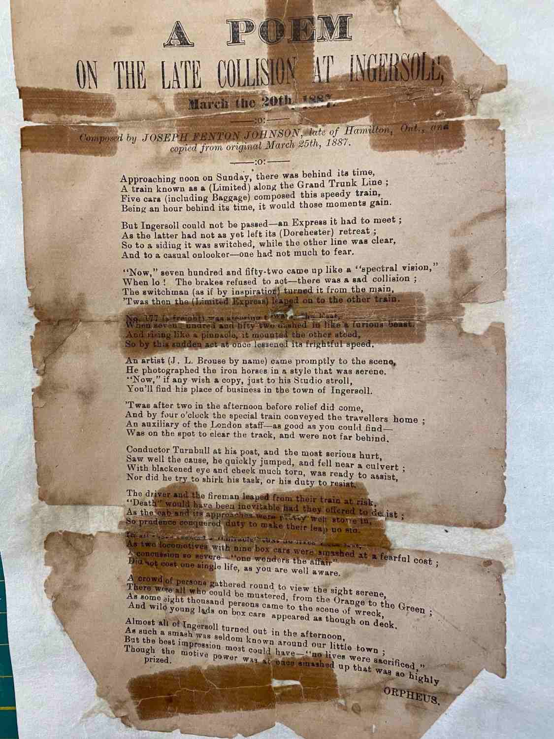 A poem printed on old paper.