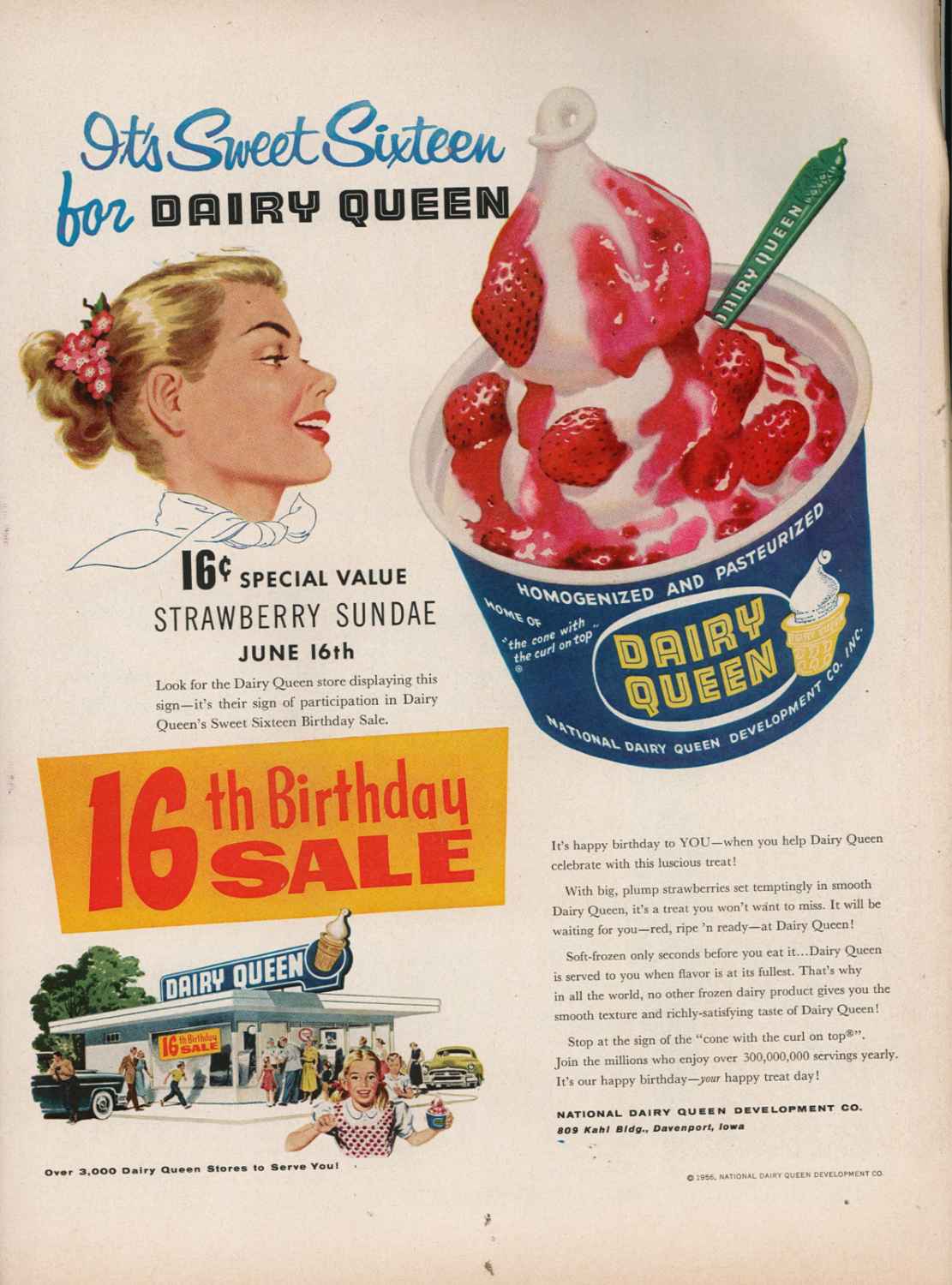 A Dairy Queen advertisement from a 1956 Life Magazine. The ad reads: 