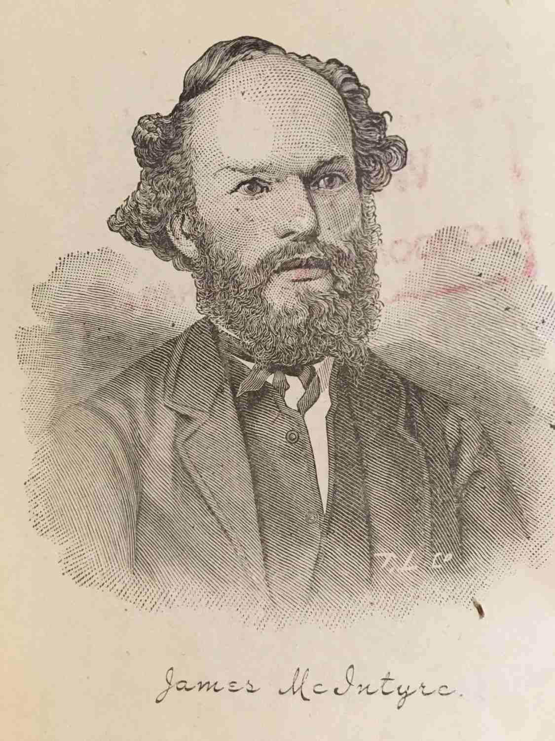 A sketch portrait of poet James McIntyre