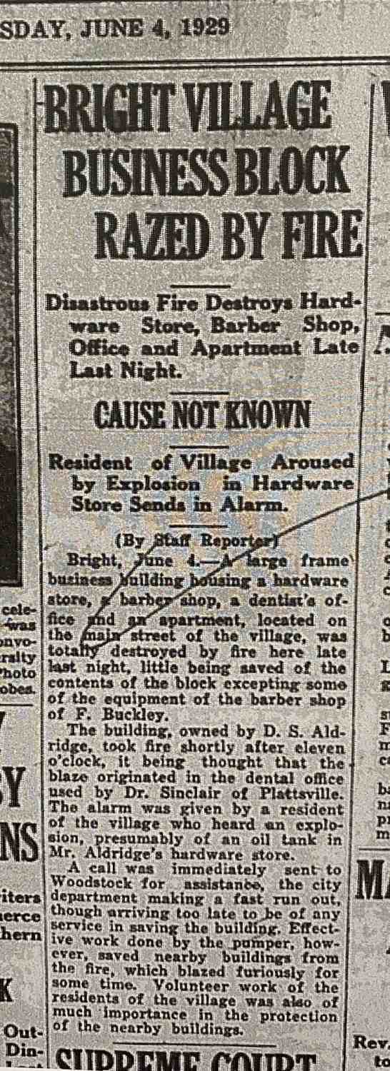 A Woodstock Sentinel-Review newspaper article from June 4, 1929 titled 