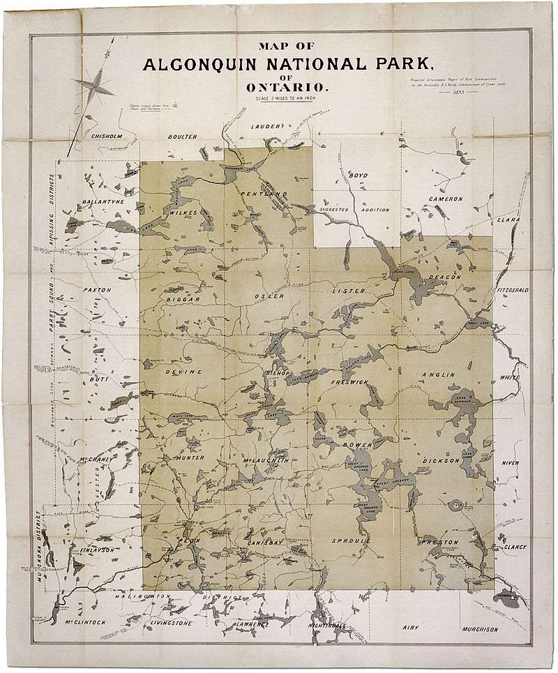 A map of Algonquin National Park.