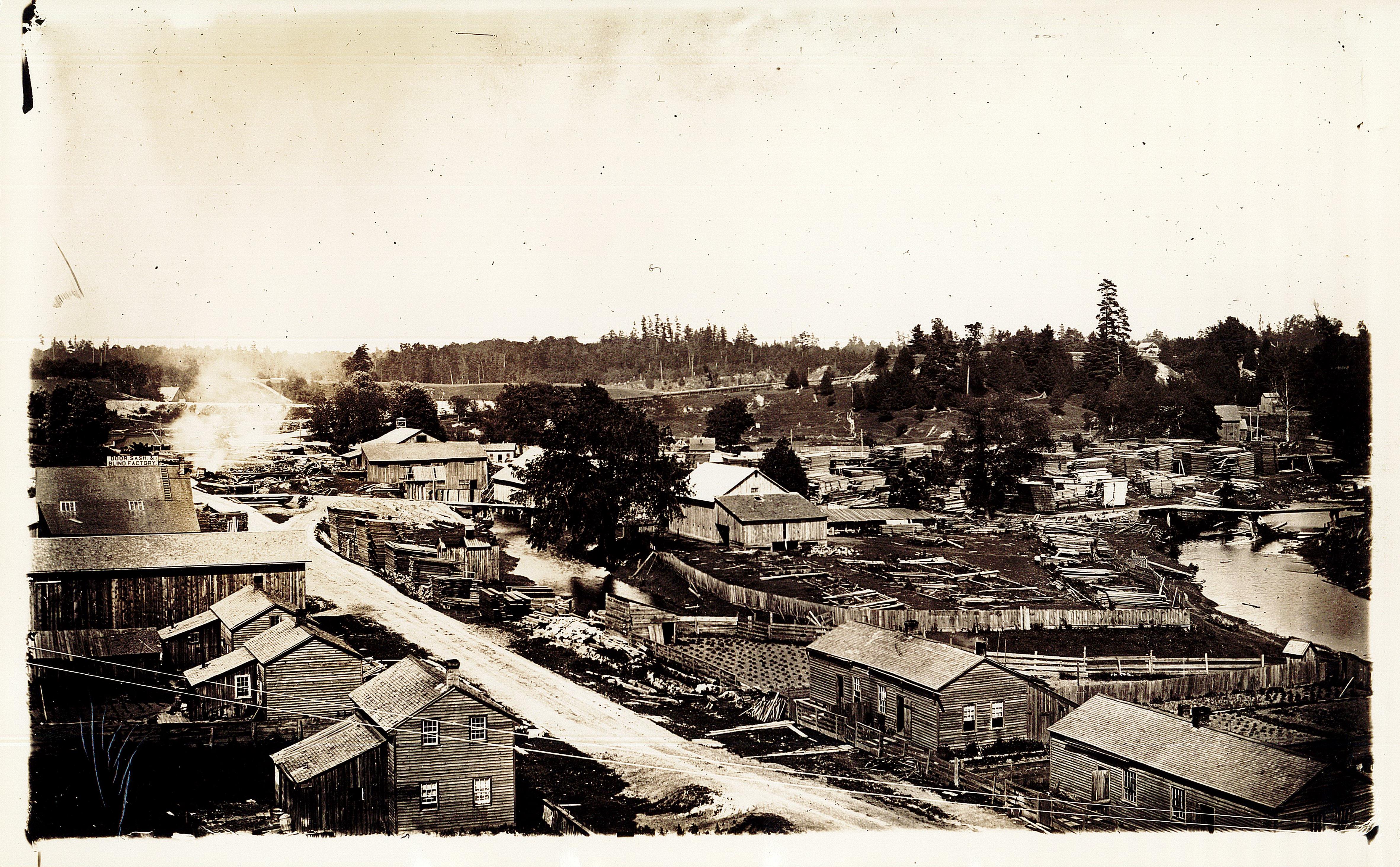 A second aerial view of E.D. Tillson's mills and related property [courtesy of Annandale N.H.S. & Museum]
