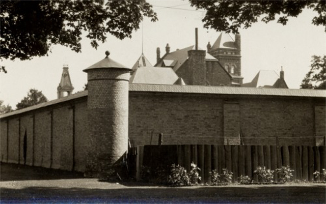 Exterior of the Oxford County Gaol walls - courtesy of the Woodstock Museum (X1990.19.2)